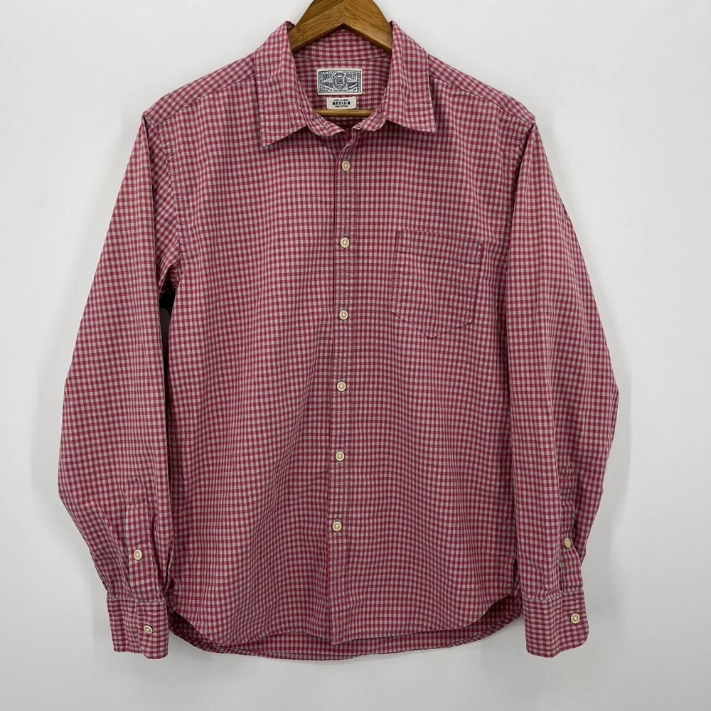 Lucky Brand Long Sleeve‎ Button Shirt Men's M Red Check Print Collared Cotton
